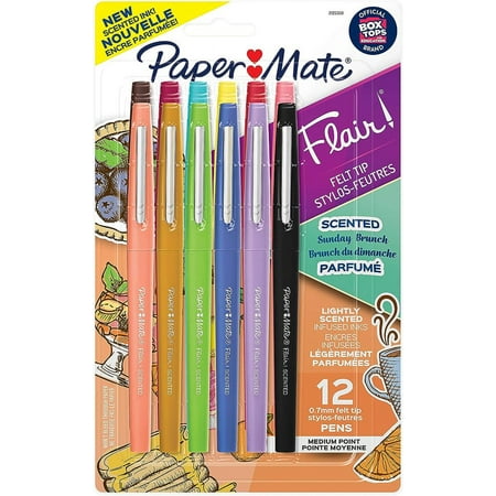 Paper Mate Flair  Scented Felt Tip Pens  Assorted Sunday Brunch Scents and Colors  0.7mm  12 Count
