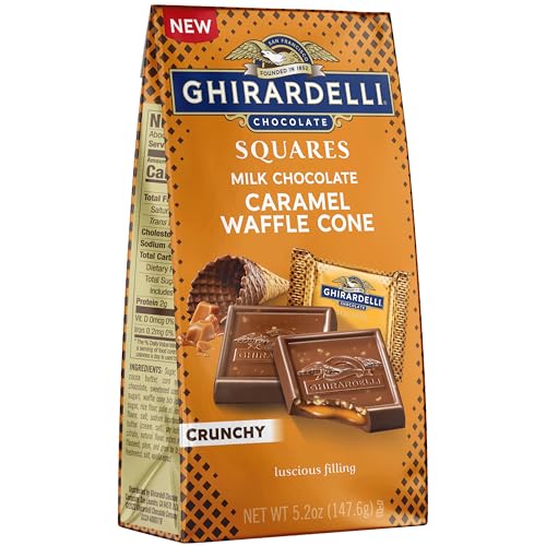 Ghirardelli Milk Chocolate Candy SQUARES with Caramel Waffle Cone Filling - 5.2oz