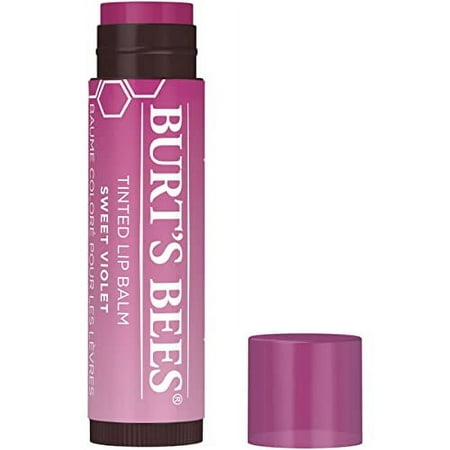 Burt S Bees Lip Balm  Tinted Moisturizing Lip Care for Women  for Dry Lips  100% Natural  with Shea Butter  Sweet Violet (2 Pack)