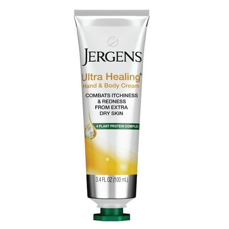 Jergens Ultra Healing Hand & Body Cream for Dry Skin  3.4 Ounces  Formulated with Vitamins C  E & B5 Plus Plant Protein Complex  for Extra Dry Skin Re