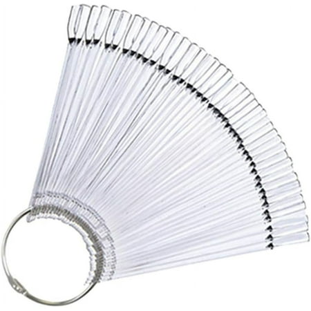 100 PCS Clear Nail Swatches Fan-shaped Nail Display Sticks Nail Art Tips Colour Sticks Pop Sticks Nail Display Ring for Nail Gel Polish Practice