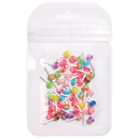 WOXINDA Acrylic Nail File Nail Chains 50Pcs 3D Gummy Candy Nail Charms Colorful Sugar Gummie Candy Lollipop Cute Kawaii 3D Nail Art Charms for Nail Ar