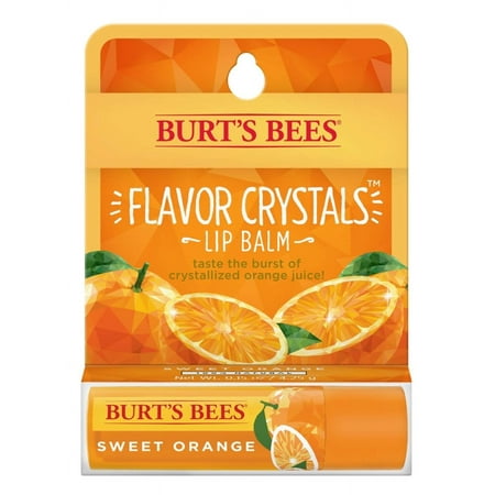 Burt S Bees Flavor Crystals 100% Natural Lip Balm  Sweet Orange with Beeswax & Fruit Extracts - 1 Tube