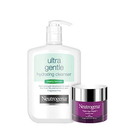 Neutrogena Ultra Gentle Hydrating Daily Facial Cleanser for Sensitive Skin Face Wash  12 Fl. Oz with Triple Age Repair Anti-Aging Daily Facial Moistur