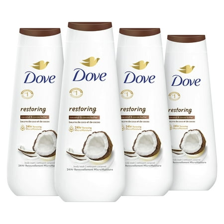 Dove Body Wash Restoring Coconut & Cocoa Butter 4 Count for Renewed  Healthy-Looking Skin Gentle Skin Cleanser That Effectively Washes Away Bacteria W