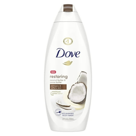 Dove Restoring Body Wash for Dry Skin Coconut Butter and Cocoa Butter Effectively Washes Away Bacteria While Nourishing Your Skin 24 Oz