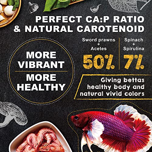 Ultra Fresh Betta Fish Food, Pro Shrimp Patties, 50% Sword Prawns + Akiami Paste Shrimps, All Natural Protein, Rich in Calcium, for Betta's Healthy De thumbnail