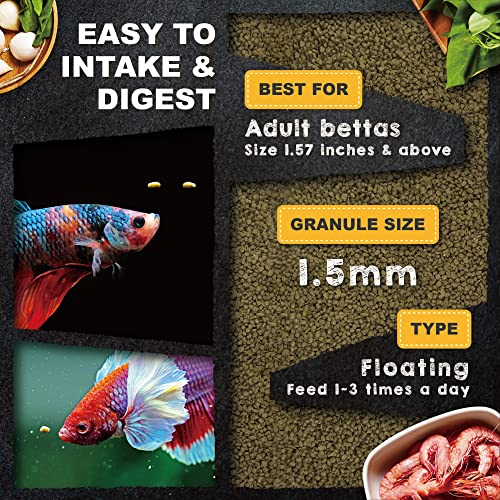 Ultra Fresh Betta Fish Food, Pro Shrimp Patties, 50% Sword Prawns + Akiami Paste Shrimps, All Natural Protein, Rich in Calcium, for Betta's Healthy De thumbnail