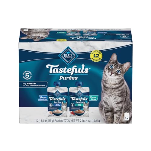 Blue Buffalo Tastefuls Purées Chicken & Tuna Variety Pack  3-oz. (12 Pouches  6 of Each)