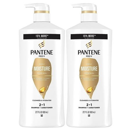 Pantene 2-in-1 Shampoo and Conditioner Twin Pack with Hair Treatment Set  Daily Moisture Renewal for Dry Hair  Safe for Color-Treated Hair (Set of 3)
