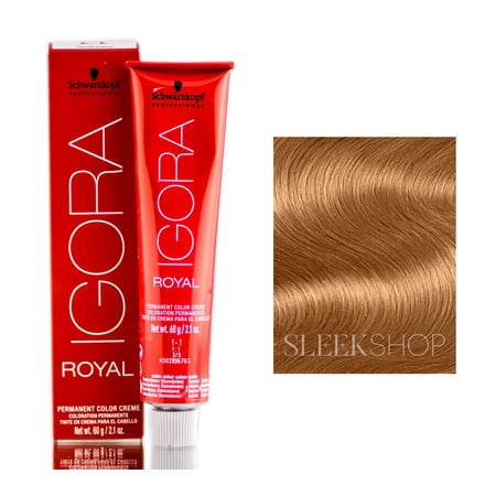 9-7 Extra Light Copper Blonde   Schwarzkopf Professional Igora Royal Permanent Hair Color Creme Dye (2.1 Oz) Hair - Pack of 2 W/ Sleek Teasing Comb