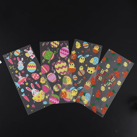 LA TALUS 50Pcs/Set Lovely Rabbit Pattern Candy Bag Easter Style Cute PET Gift Bag for Party Style B
