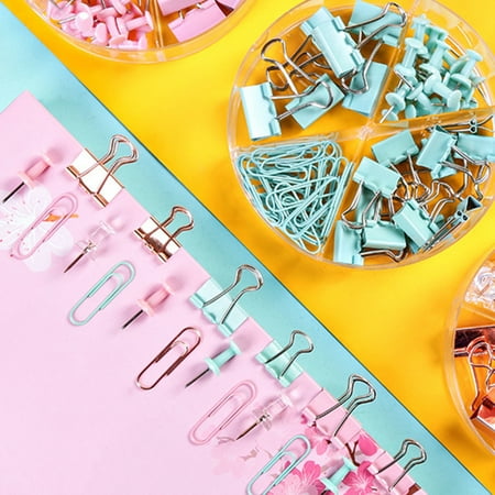 LA TALUS 1 Set Paper Clip High Durability Rust-proof Metal Mini File Paper Binder Clip Set Stationery Gifts Office Supplies Rose Gold