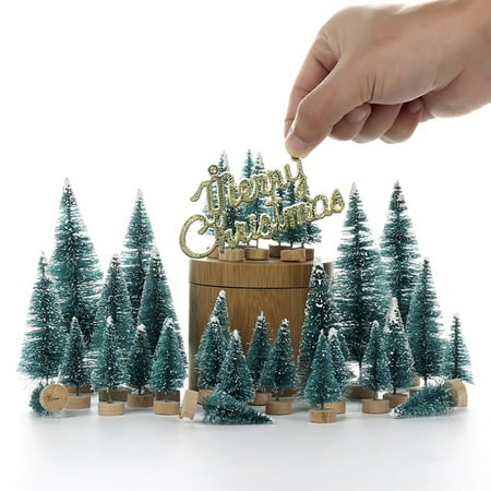 LA TALUS 1 Set Mini Christmas Trees Portable Creative Simulation Tiny Snowy Pine Tree Holiday Party Decoration for Gift Style 2