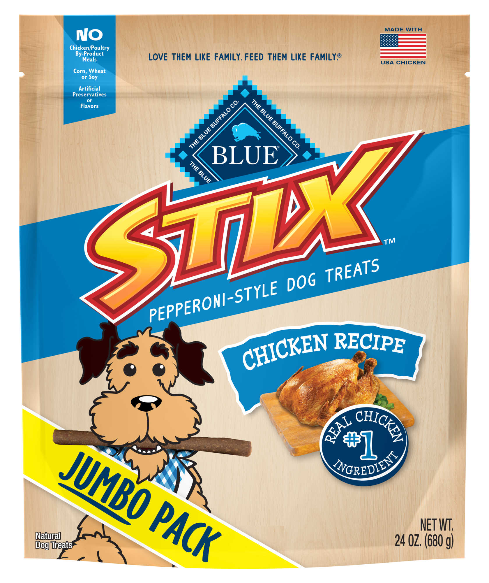 Blue Buffalo Stix Pepperoni-style Dog Treats  Chicken Recipe  24-oz. Bag