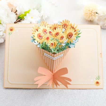 LA TALUS 1 Set Gift Card 3D Bouquet Stamped Folding DIY Handwriting Paper Handmade Blessing Thanksgiving Card Festival Supplies Style B One Size