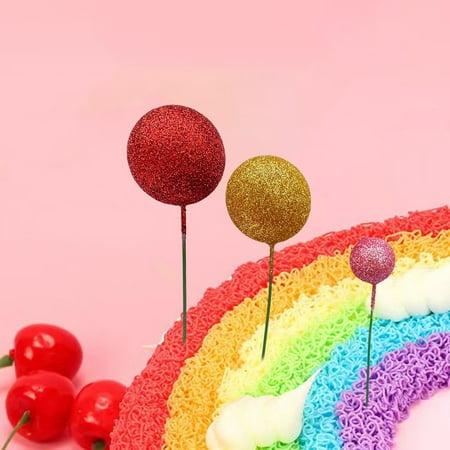 LA TALUS 20Pcs/Set Ball Cake Toppers Lightweight No-Odor No Burr Reble Insert Card DIY Decoration Foam Baby Shower Birthday Party Dessert Topper Cake 