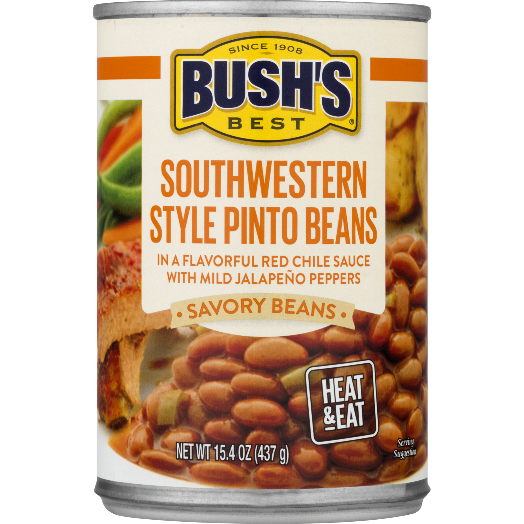 Bush S Beans Southwestern Style Pinto Beans in Red Chile Sauce  15.4 Oz