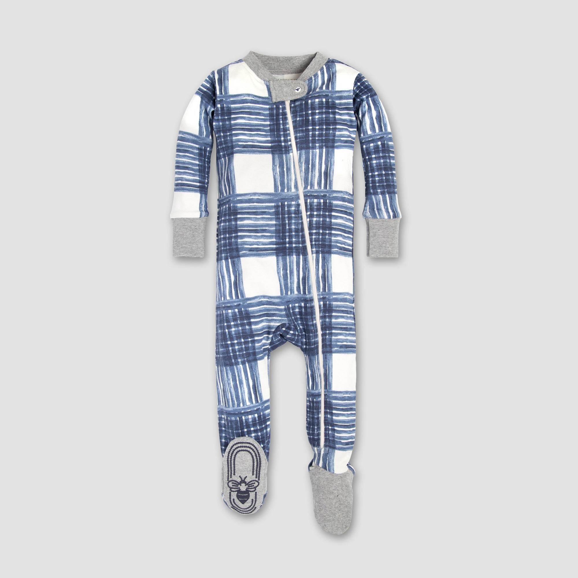 Burt's Bees Baby Baby Boys' Organic Cotton Wide Buffalo Check Sleeper - Midnight 6-9M, Boy's, Size: Small, Blue thumbnail