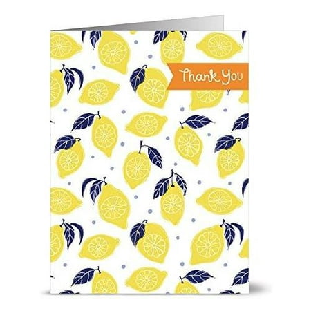 Cafe Thank You Set with Yellow Envelopes | 24 Pack | Blank Inside  Glossy Finish | La Vita Lemons | Set for Greeting S  Occasions  Birthdays  Gifts