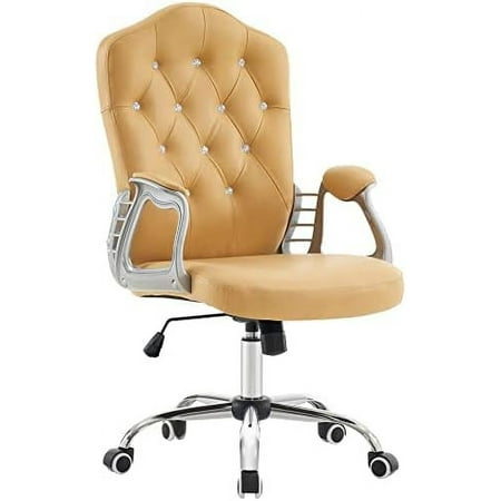 YPZBBOOM Adjustable Home Office Chairs Manicure Lumbar Support Work Chair Cute Swivel Rolling Nail Chair Ergonomic Chair with Armrest 3535 (Yellow)