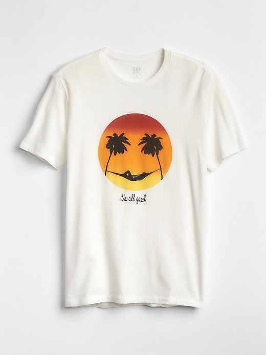 Gap Mens Graphic Short Sleeve Crewneck T-Shirt New Off White, Size L