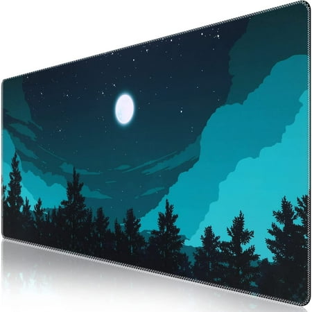 Extended Gaming Mouse Pad (35.4x15.7 in)  Large 3mm Non-Slip Rubber Base Mousepad with Stitched Edges  Waterproof Keyboard Mouse Mat Desk Pad for Work