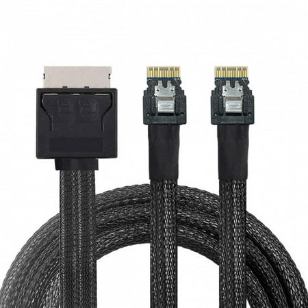 FVH OCuLink PCIe PCI-Express SFF-8611 8x 8-Lane to Dual SFF-8654 Slimline 4x SSD Data Active Cable 50cm