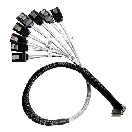 Ltesdtraw 2pack Slim Line SAS4.0 SFF-8654 8i to SATA 8 Ports 12Gbps 50cm Adapter Cable