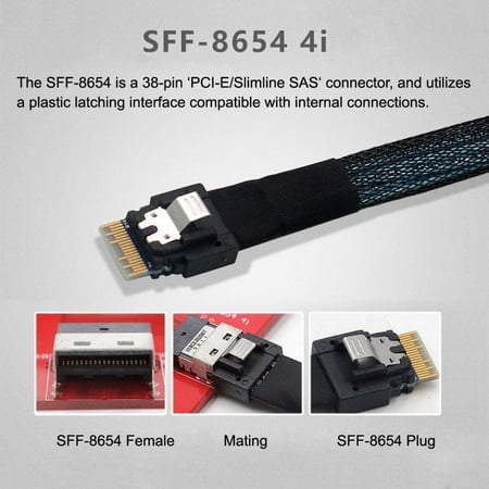 JSER OCuLink PCIe PCI-Express SFF-8611 8x 8-Lane to Dual SFF-8654 Slimline 4x SSD Data Active Cable 50cm