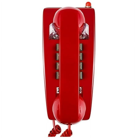 Classic Wall Phones for Landline with Mechanical Ringing  Single Line 2554 Wall Telephone with Voicemail Indicator Red