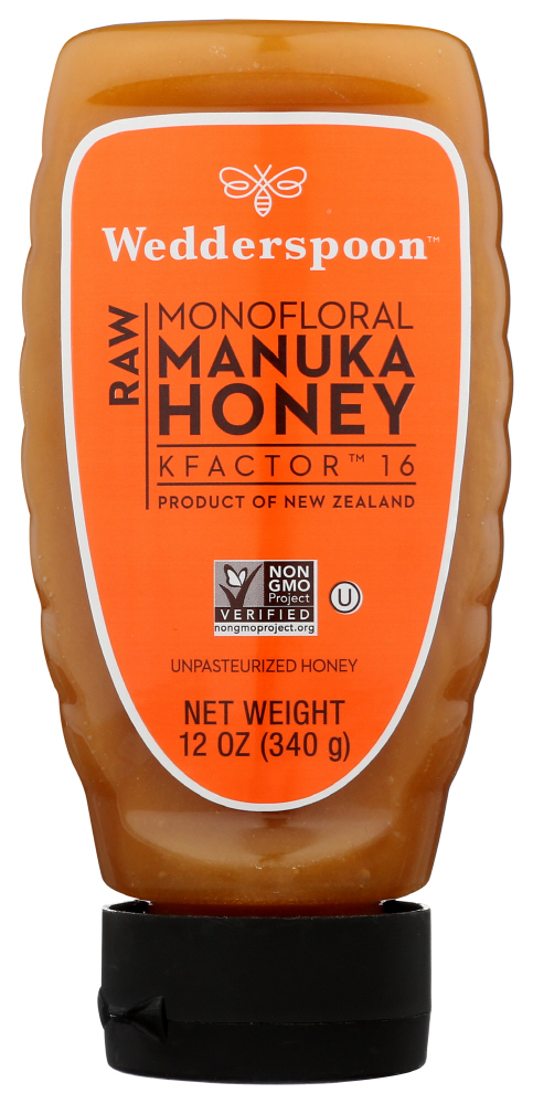 Wedderspoon, Monofloral Raw Manuka Honey KFactor 16 Unpasteurized, 12 Oz