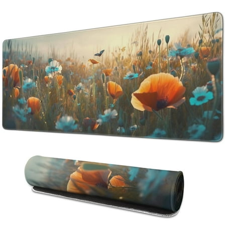 Butterfly and Floral Mouse Mat  Natural Scenery Rectangle Large Non-Slip Rubber Gaming Mouse Pad with Stitched Edges  Office Mouse Pad for Women Men K