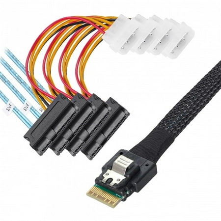 CY Slimline SAS 4.0 SFF-8654 4i 38pin Host to 4 SAS 29pin SFF-8482 Target Hard Disk Fanout Raid Cable