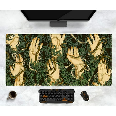 Large Desk Mat Art Gaming Mouse Pad XXL Extended Desk Pad Non-Slip Mousepad with Stitched Edge Keyboard Mat Modern Home Office Table Top Decorative Ma