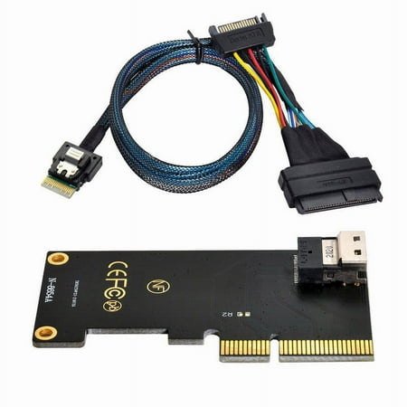 JSER PCI-E 3.0 4.0 to SFF-8654 Slimline SAS Card Adapter and U.2 U2 SFF-8639 NVME PCIe SSD Cable for Mainboard SSD