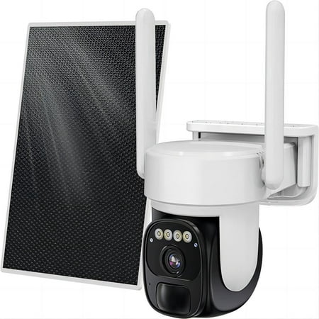 2k wireless solar camera outdoor  wifi camera with 355°ptz  spotlight  night vision  ai human detection  ip66 for home security  2.4ghz