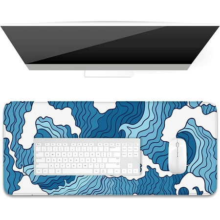 Desk Pad  XL Extended Large Gaming Mouse Pad 31.5 X 11.8 Inch  Waterproof Mousepad with Stitched Edges  Non-Slip Computer Keyboard Laptop Mat for Wome
