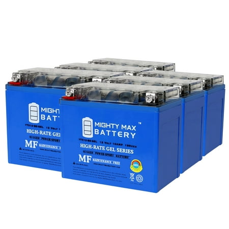 YTX12-BSGEL 12V 10Ah GEL Replacement Battery Compatible with Kawasaki 26012-0049 - 6 Pack