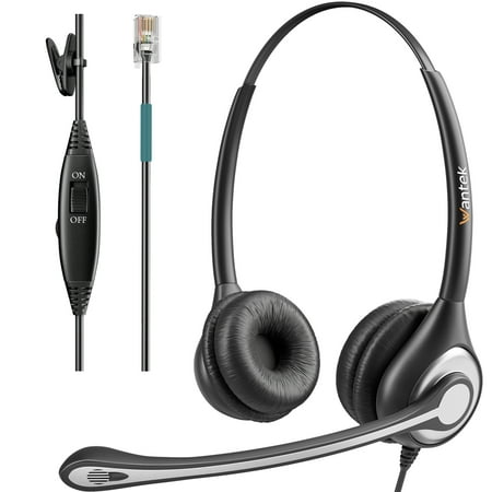 Wantek Corded Telephone Headset RJ9  with Noise Canceling Mic Mono  for 2465 2564 480 6402D A100 S10 300 301 430 DTU-8 DTU-16 5010 5020 and Other Offi