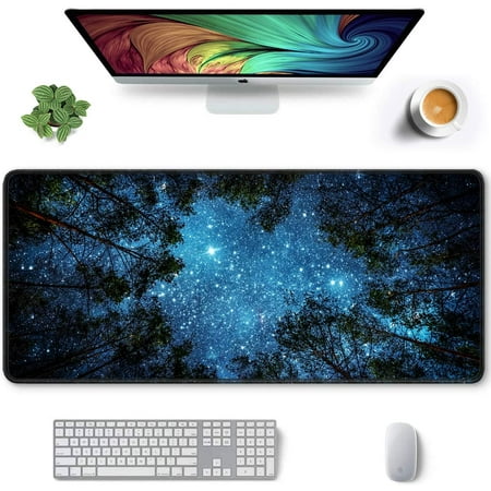 Large Mouse Pad  Full Desk XXL Extended Gaming Mouse Pad 35  X 15   Waterproof Desk Mat with Stitched Edges  Non-Slip Laptop Computer Keyboard Mousepa