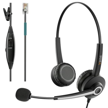 Wantek Corded Telephone Headset RJ9  with Noise Canceling Mic Mono  for 2465 2564 480 6402D A100 S10 300 301 430 DTU-8 DTU-16 5010 5020 and Other Offi