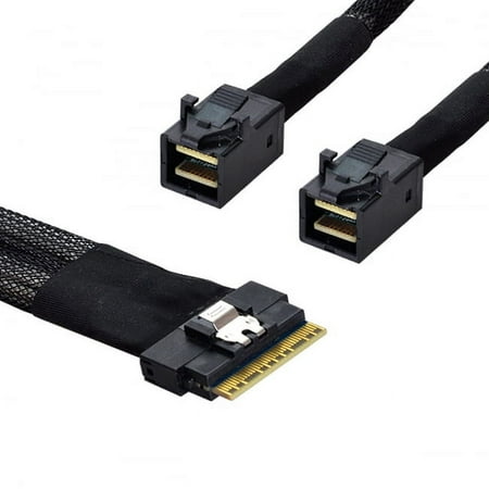 Xiwai Cable PCI-E Ultraport Slimline SAS Slim 4.0 SFF-8654 8i 74pin to Dual SFF-8643 4i Mini SAS HD Cable PCI-Express