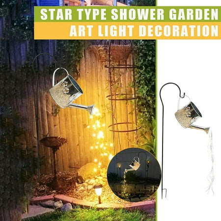 Tiitstoy Star Shower Watering Can Lights  DIY Star Garden Lamp Watering Can Lamp Decoration  Outdoor String Fairy Lights with Bracket for Home Path Pa