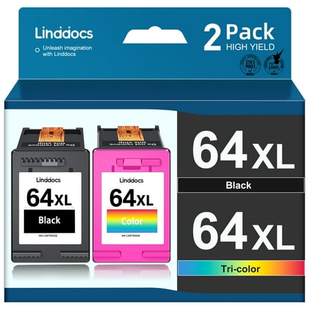 64XL Ink Cartridges for HP 64 Ink Combo Pack Work with Envy Photo 7858 7855 7155 6255 6252 7120 6232 7158 7164 Envy 7950 Tango Series Printer (1 Black