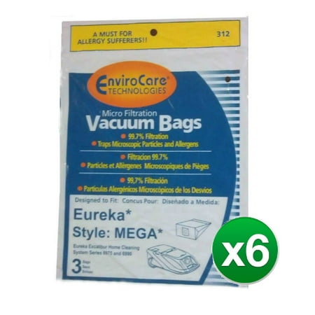 Eurekha Mega Canister 6975  6990 Vacuum Cleaner Paper Bags // 312 [ 18 Bags ]