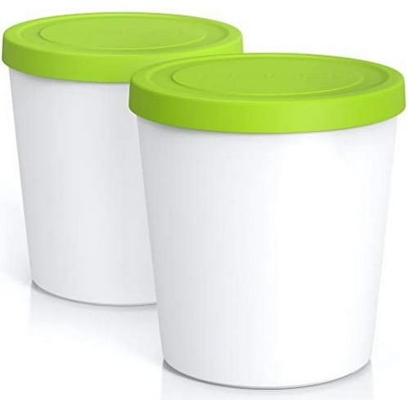 BALCI - Premium Ice Cream Containers (2 Pack - 1 Quart Each) Perfect Freezer Storage Tubs with Lids for Ice Cream  Sorbet and Gelato! - Green