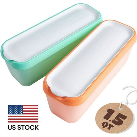 Premium Ice Cream Containers (2 Pack - 1.5 Quart Each) Reusable Freezer Storage Tubs with Lids for Ice Cream  Sorbet and Gelato!