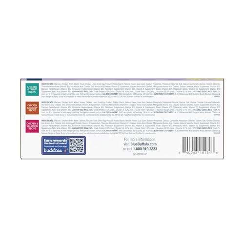 Blue Buffalo Wilderness Wild Delights High Protein Grain Free, Natural Adult Meaty Morsels Wet Cat Food, Chicken & Turkey, Chicken & Trout, Chicken & thumbnail