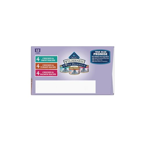 Blue Buffalo Wilderness Wild Delights High Protein Grain Free, Natural Adult Meaty Morsels Wet Cat Food, Chicken & Turkey, Chicken & Trout, Chicken & thumbnail